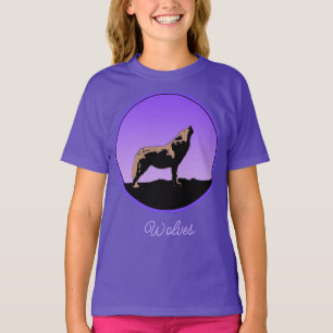 T-shirt Howling Wolf at Sunset - Art faunique original T-