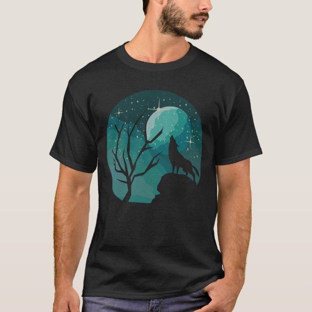 T-shirt Howling Wolf Forêt Animal Lune Nature Love (Devant)
