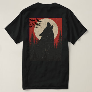 T-shirt Howling Wolf Full Moon Retro Horror Print