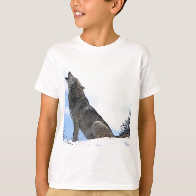 T-shirt Howling Wolf in Snow (Devant)