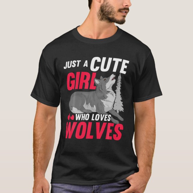 T-shirt Howling Wolf Lover Femmes Juste Une Mignonne Fille (Devant)