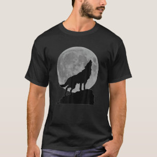 T-shirt Howling Wolf Under the Pleine lune Cool