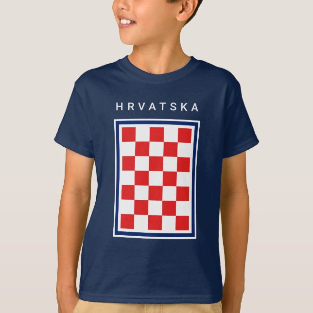 T-shirt Hrvatska Checker Blue Border (Devant)