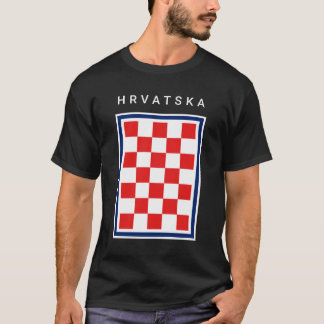 T-shirt Hrvatska Damier Bleu Bordure