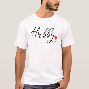 T-shirt Hubby in Calligraphie Script Honeymoon Couple