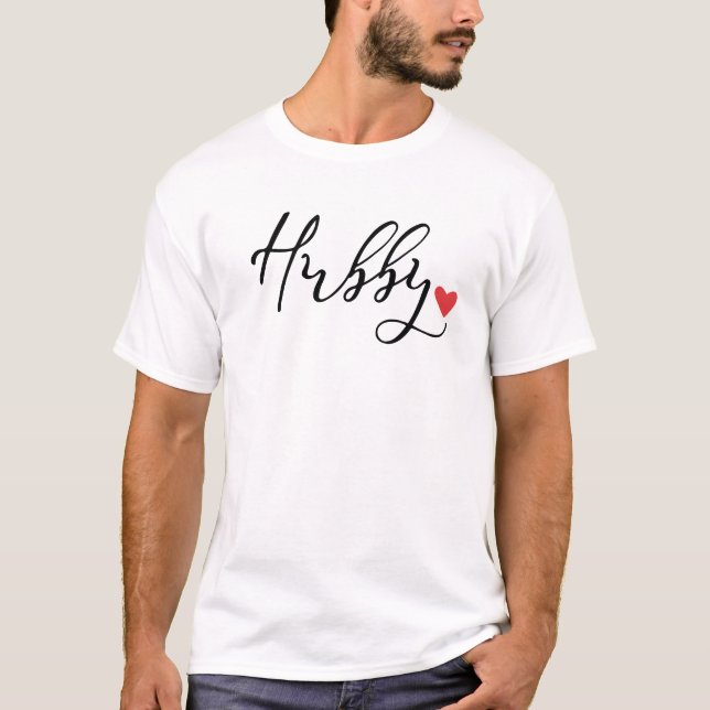 T-shirt Hubby in Calligraphie Script Honeymoon Couple (Devant)
