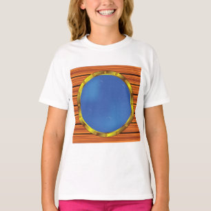 T-shirt Hublot de navire nautique avec de l'eau bleue