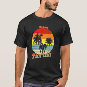 T-shirt Hudson Florida Retro Tropical Palm Trees Vacances