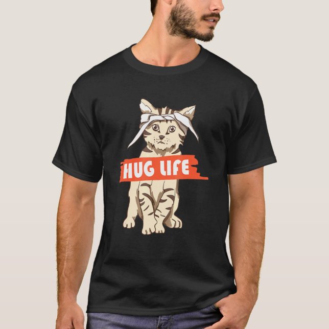 T-shirt Hug Life Kitten Cat Music Festival Touchy Free Hug (Devant)