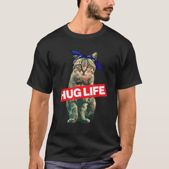 T-shirt Hug Life Kitty Chat Thug Gangsta Kitty Chat (Devant)