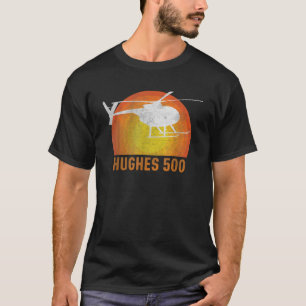 T-shirt Hughes 500 Vintage hélicoptère pilote Silhouette S
