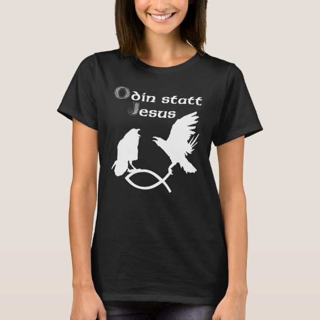 T-shirt Hugin and Munin catch Christian fish - Odin instea (Devant)