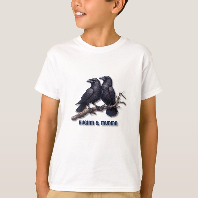 T-shirt Huginn et Muninn Kids T-Shirt, Odin's Ravens Tee (Devant)