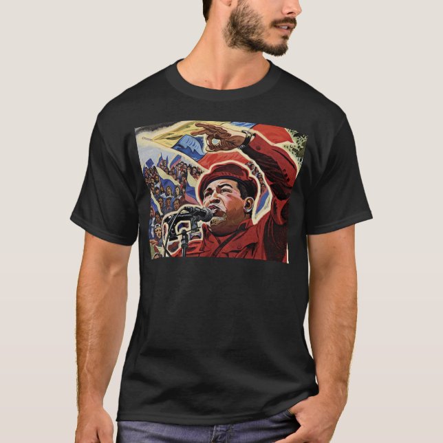 T-shirt Hugo Chavez - Style de la révolution des dessins h (Devant)