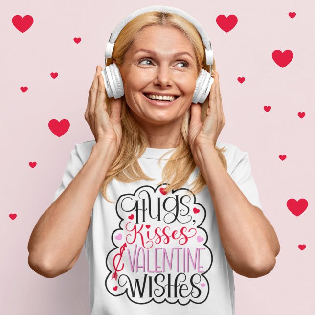 T-shirt Hugs, baisers et Voeux de Saint Valentin, Coeurs,  (Créateur téléchargé)