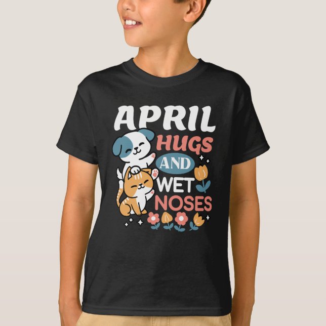 T-shirt Hugs, Nez Humide et Vibes de Printemps - Animaux d (Devant)
