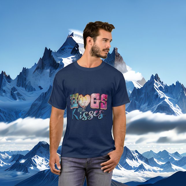 T-shirt Hugues Et Baisers Modernes Romantiques Valentines  (Hugs And Kisses Modern Romantic Valentines Day Fun T-Shirt)
