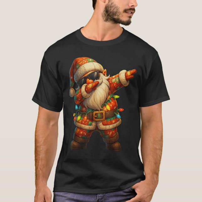 T-shirt Hugvyn Christmas_ Patchwork Dabbing Santa Claus Xm (Devant)