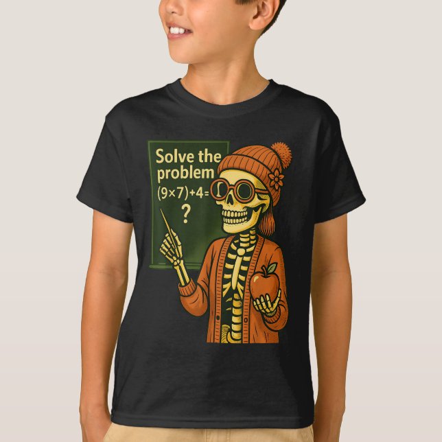 T-shirt Hugvyn Halloween Skeleton Six Seven 67 Meme Pemdas (Devant)
