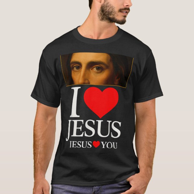 T-shirt Hugvyn I Love Jesus I Heart Jesus Faith American C (Devant)