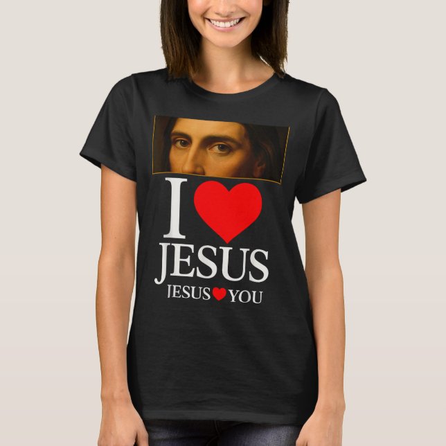 T-shirt Hugvyn I Love Jesus I Heart Jesus Faith American C (Devant)