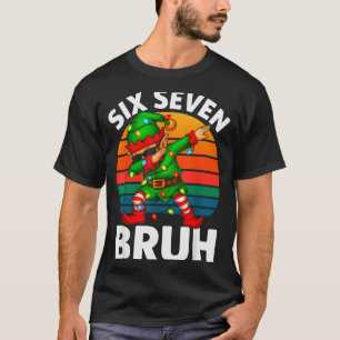 T-shirt Hugvyn Six Seven 6 7 Mème Elfe Dabbing Joyeux Noël