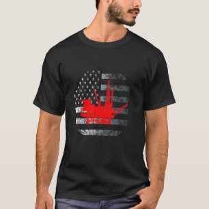T-shirt Huile Rig Patriotique Us Drapeau Huile de main d'h