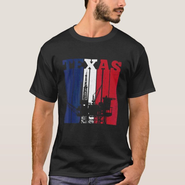 T-shirt Huile Rig Texas Us Drapeau Huilfield Travailleur F (Devant)