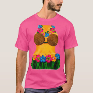 T-shirt Hula Dancer Body Lei Fleurs Coconut Jupe en laiton