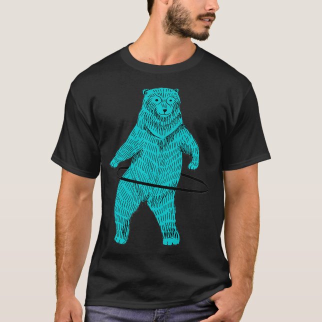 T-shirt Hula Hooping Hoop Dancing Blue Hipster Bear Art Pr (Devant)