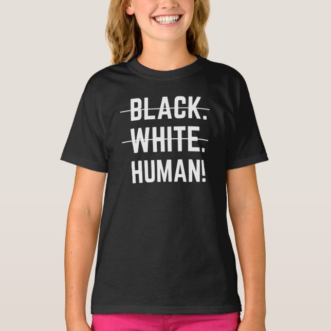 T-shirt humain blanc noir (Devant)