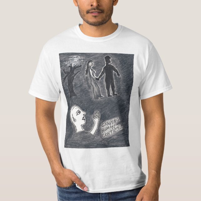 T-shirt humain implorant de contact (Devant)
