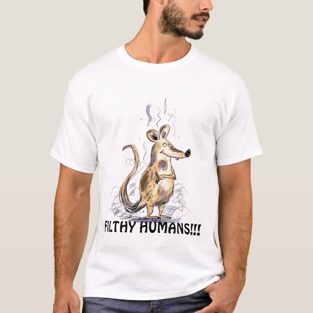 T-SHIRT HUMAINS DÉGOÛTANTS DE BANDE DESSINÉE DRÔLE DE RAT (Devant)
