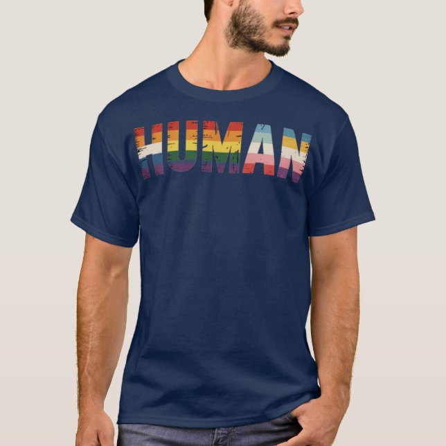 T-shirt HUMAN LGBT Drapeau Gay pride Mois Transgenre Rainb (Devant)
