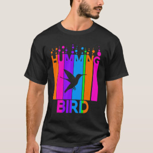 T-shirt Humming Bird Animal Rainbow Bubble Avec Silhouette