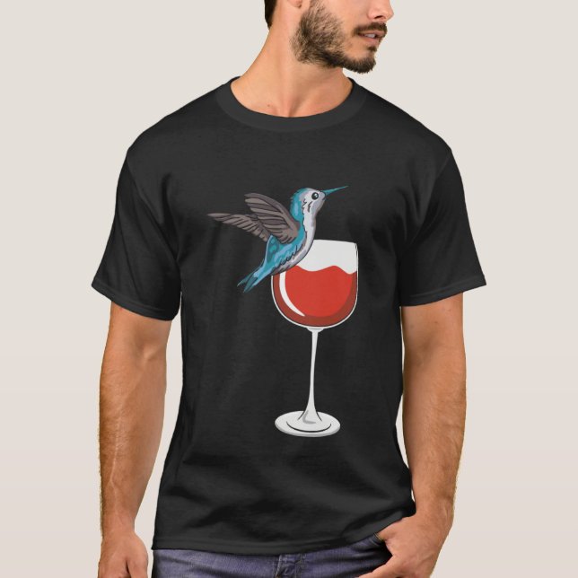 T-shirt Hummingbird Wine Drinking Birdwatching (Devant)