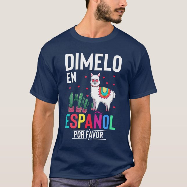 T-shirt Humorous En Espanol Por Favor Llama Hispanic famil (Devant)