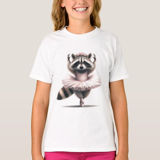 T-shirt Humour animal plaisant Raccoon Ballerina (Devant)