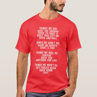 T-shirt Humour de paroles de chanson pour femmes hommes de