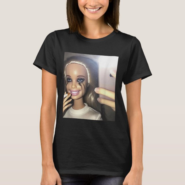 T-shirt Humour foncé Poupée Fumer Selfie Parodie (Devant)