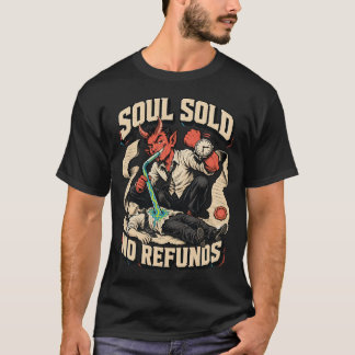 T-Shirt Humour Noir Diable Âme Vendue Sans Rembour