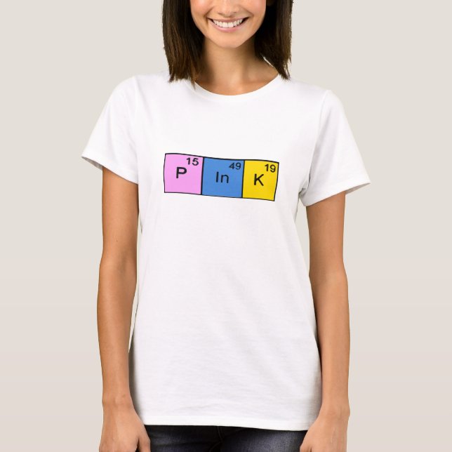 T-shirt humour périodique de table rose drôle mode féminin (Devant)