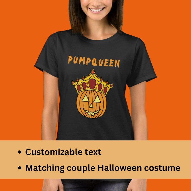 T-shirt Humour Queen Citrouille Pun Couple Costume d'Hallo (Créateur téléchargé)