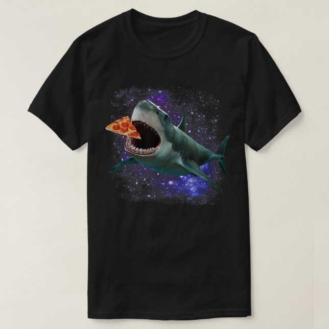 T-shirt Humour Tendance Galactique Pizza Requin  (Design devant)