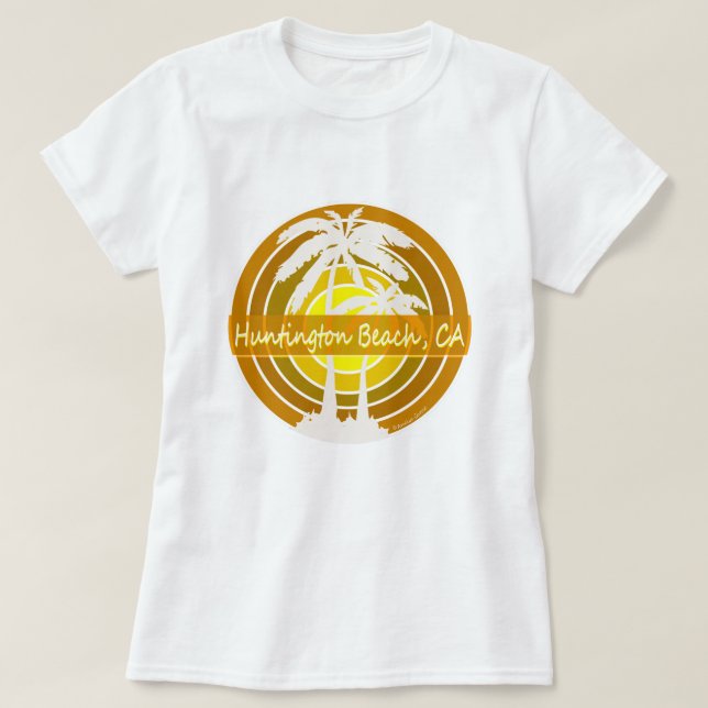 T-shirt Huntington Beach, CA avec des palmiers (Design devant)