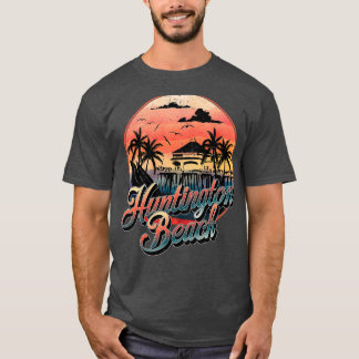 T-shirt Huntington Beach Pier Vintage Sunset Surf board Su