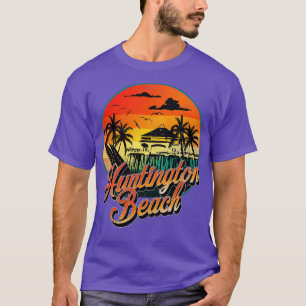 T-shirt Huntington Beach Pier Vintage Sunset Surf board Su