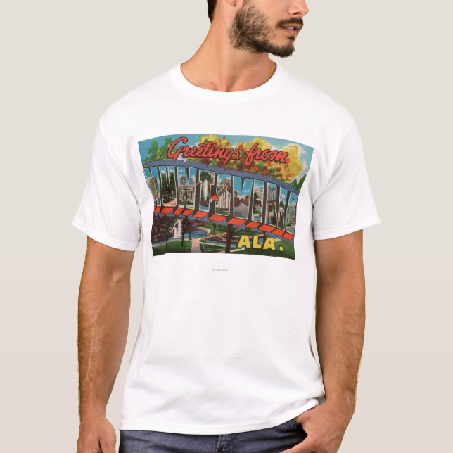 T-shirt Huntsville, Alabama - grandes scènes de lettre (Devant)