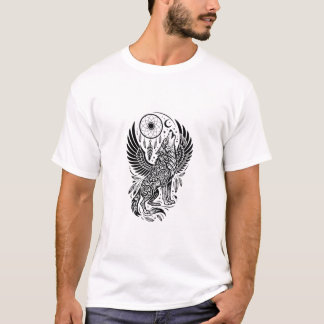 T-shirt Hurlement au Clair de Lune – Esprit Loup avec Aile