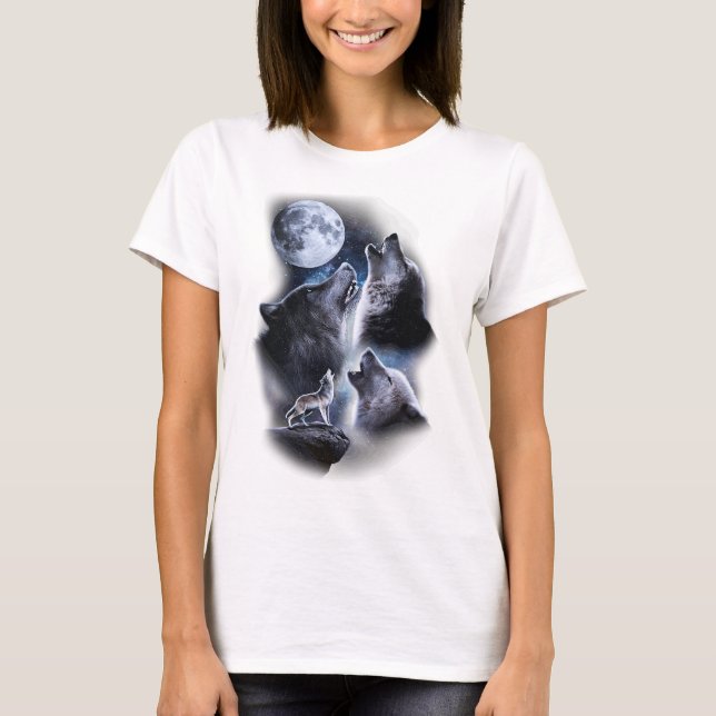 T-shirt hurler les loups au clair de lune avec la sta (Devant)